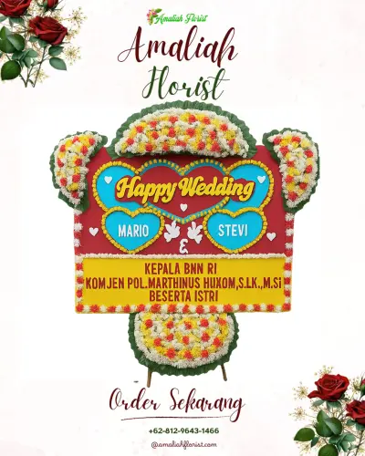 Karangan Papan Bunga Pernikahan di Congkrang